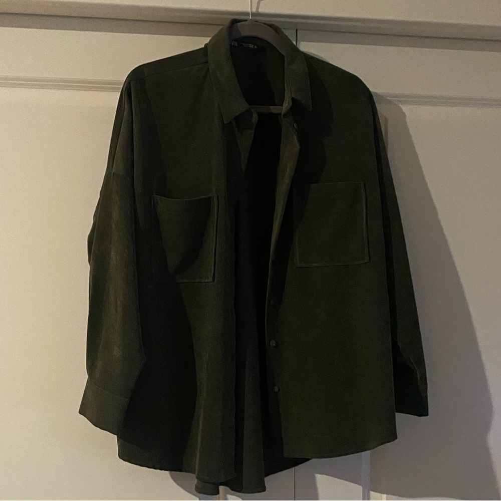 Zara green corduroy shirt